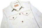 LEVI'S Girls White Cotton Denim Jacket S Button Closure Classic Fit Casual