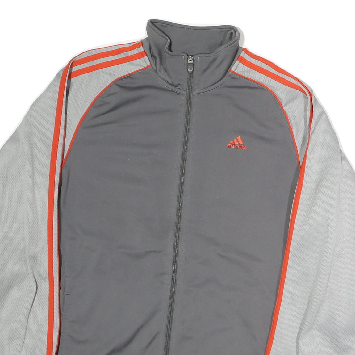 ADIDAS Mens Grey & Orange Track Jacket M Polyester Zip Plain Athletic Sportswear