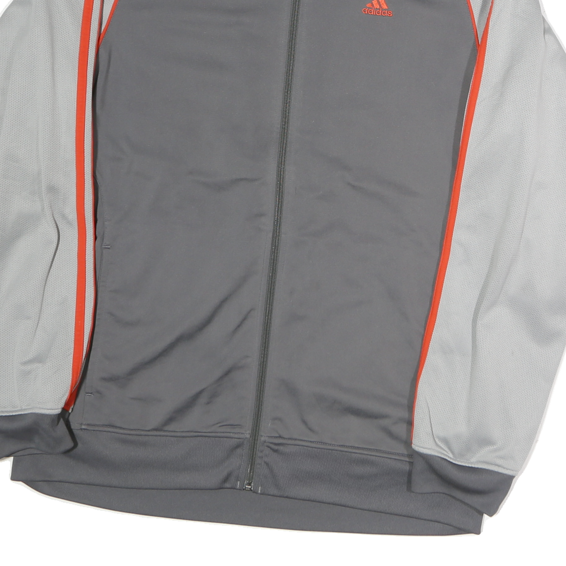ADIDAS Mens Grey & Orange Track Jacket M Polyester Zip Plain Athletic Sportswear