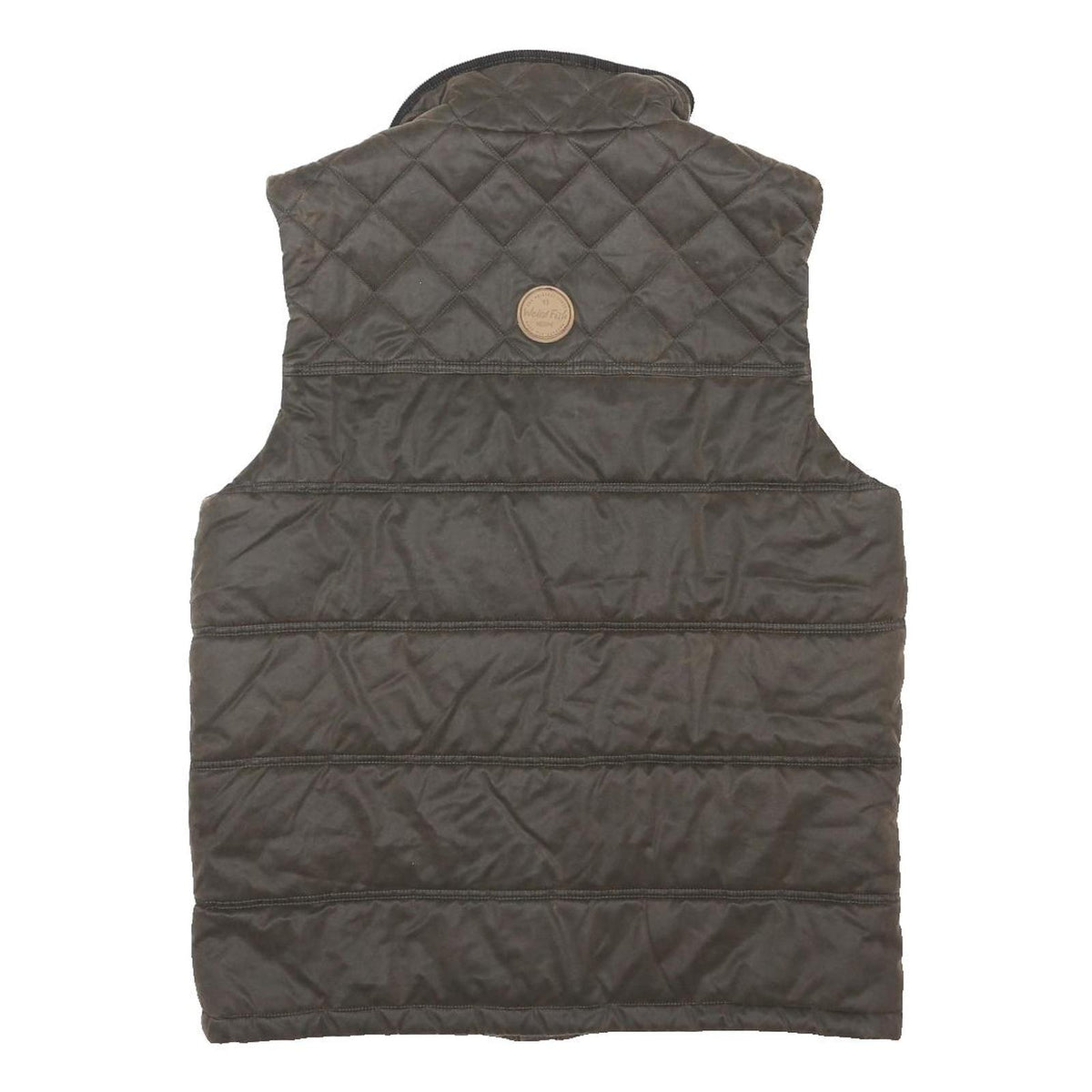WEIRD FISH Mens Brown Quilted Gilet L Polyester Blend Zip Vest Outdoor Jacket
