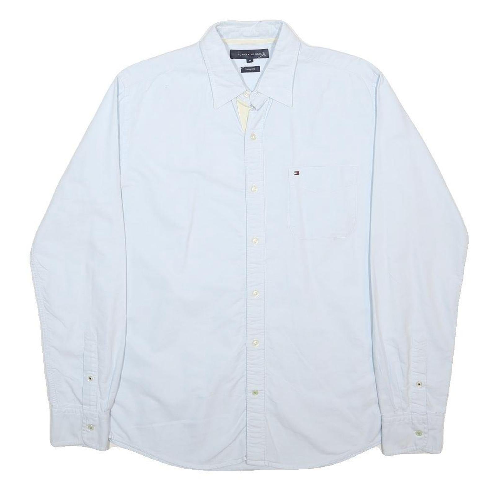 TOMMY HILFIGER Mens White Shirt M Classic Button Down Cotton Formal Long Sleeve