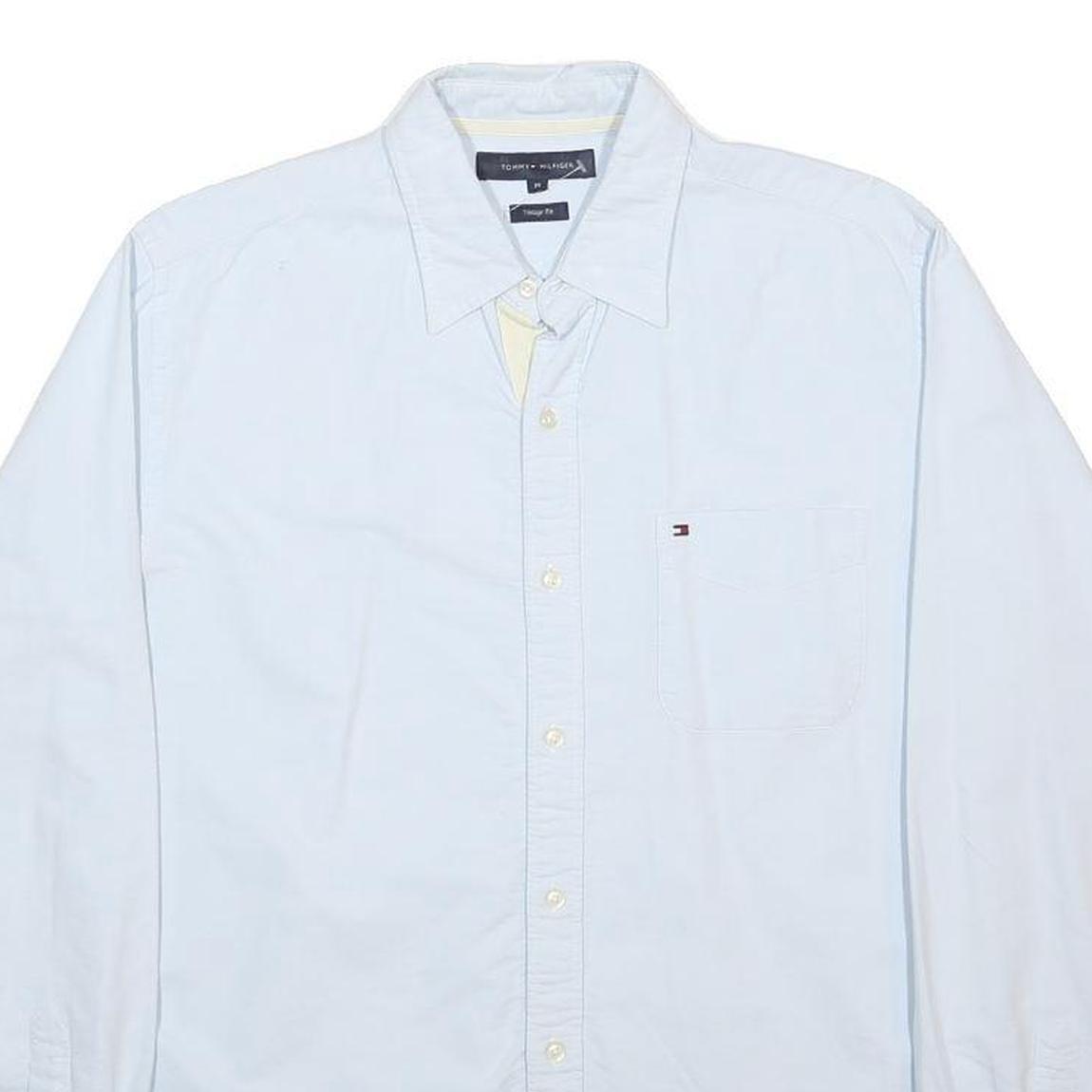 TOMMY HILFIGER Mens White Shirt M Classic Button Down Cotton Formal Long Sleeve