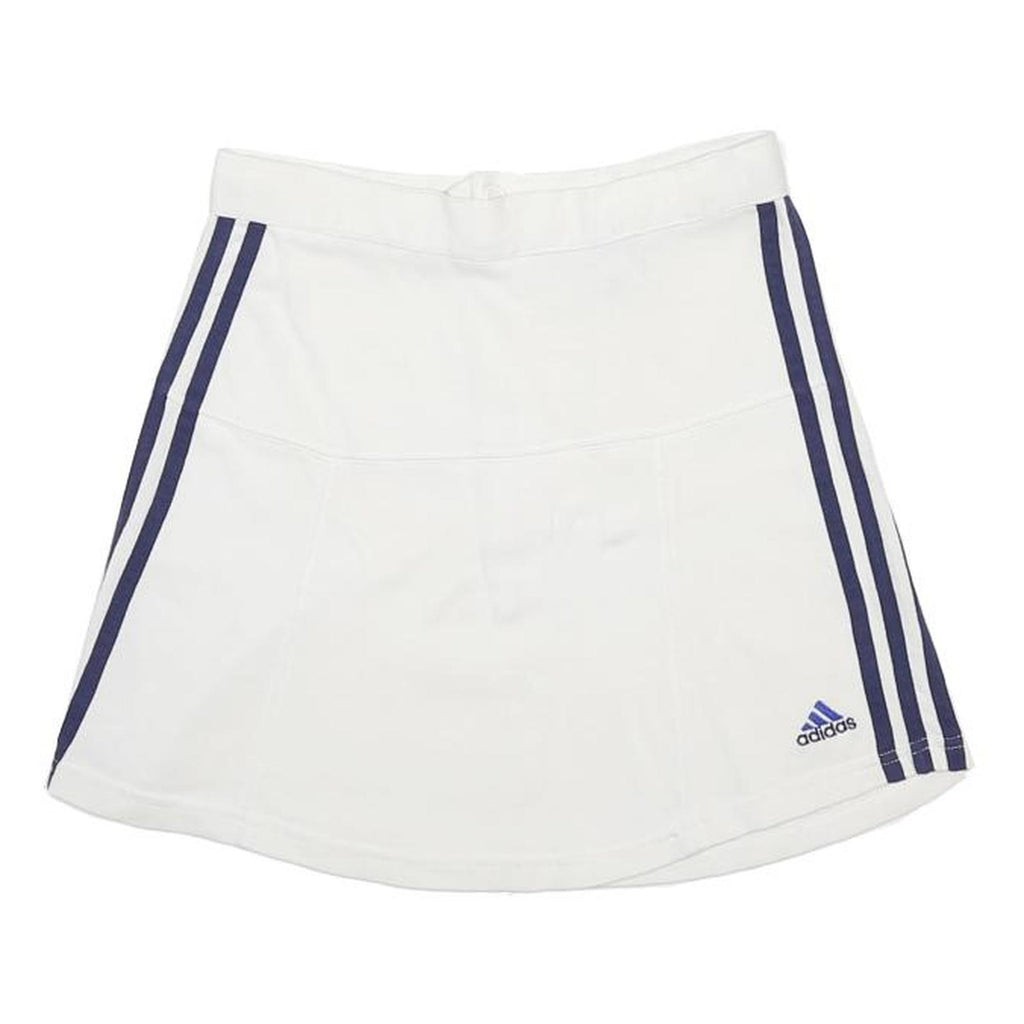 ADIDAS Womens White & Navy Blue Sports Mini Cotton Skirt UK 8 Tennis Casual