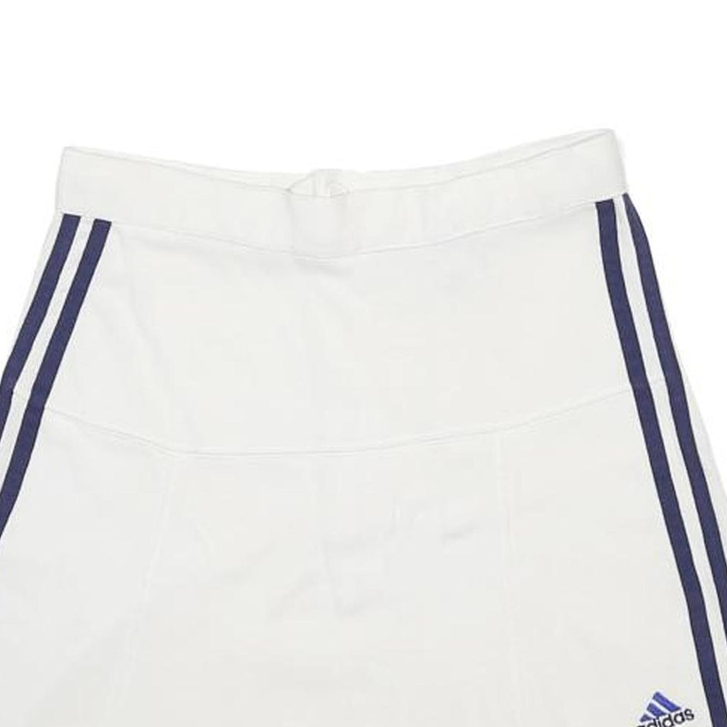 ADIDAS Womens White & Navy Blue Sports Mini Cotton Skirt UK 8 Tennis Casual