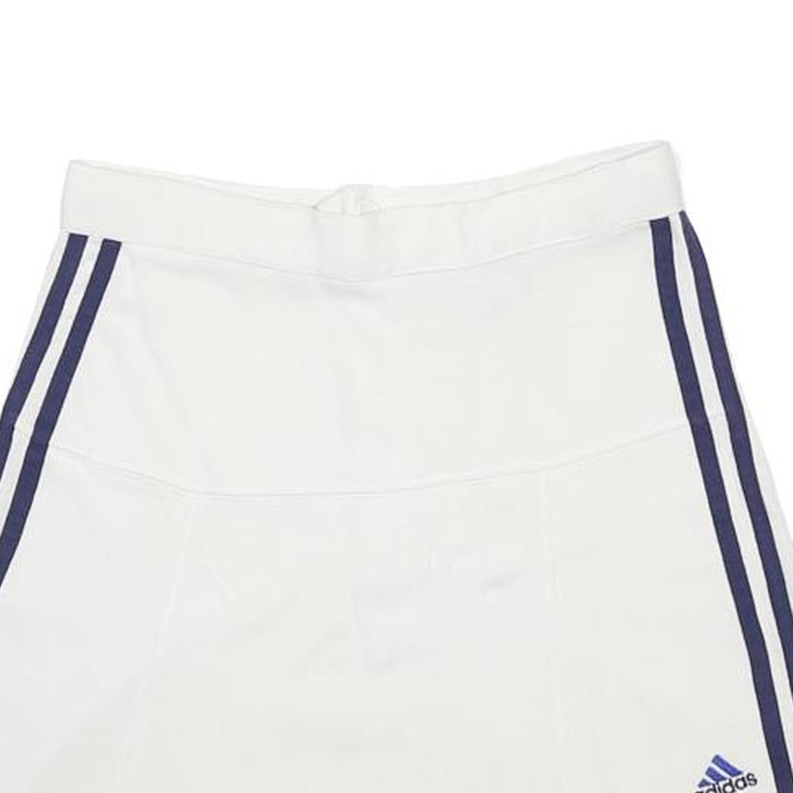 ADIDAS Womens White & Navy Blue Sports Mini Cotton Skirt UK 8 Tennis Casual