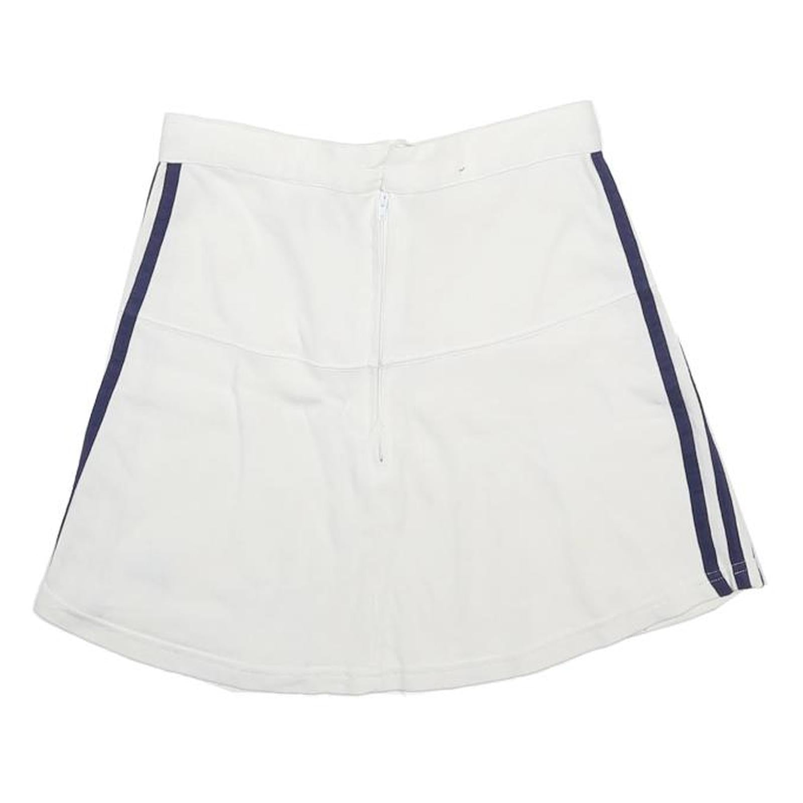 ADIDAS Womens White & Navy Blue Sports Mini Cotton Skirt UK 8 Tennis Casual