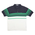 FILA Mens Navy Blue & Green & White Striped Polo Shirt XL Cotton Short Sleeve