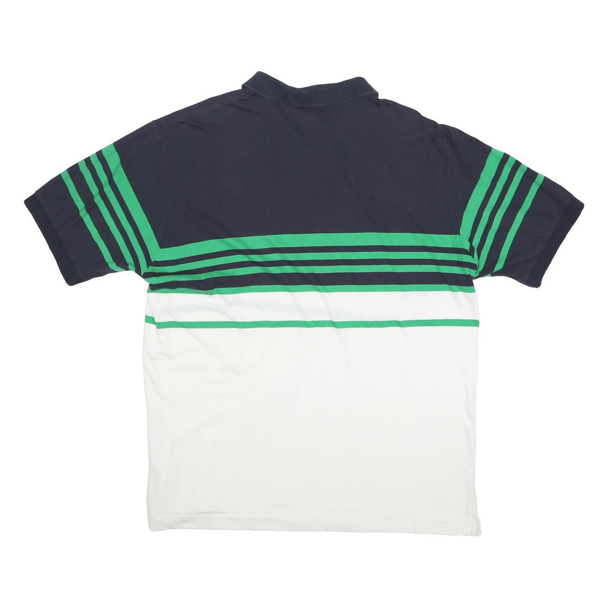 FILA Mens Navy Blue & Green & White Striped Polo Shirt XL Cotton Short Sleeve