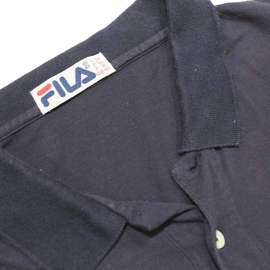 FILA Mens Navy Blue & Green & White Striped Polo Shirt XL Cotton Short Sleeve