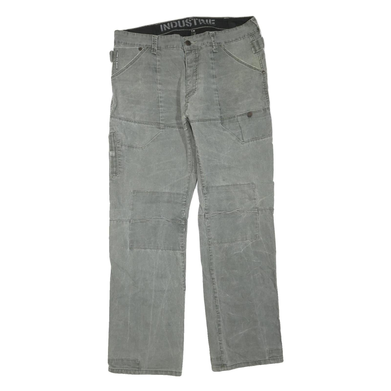 INDUSTRIE Mens Jeans Grey Regular Straight Denim Medium W38 L33 Workwear