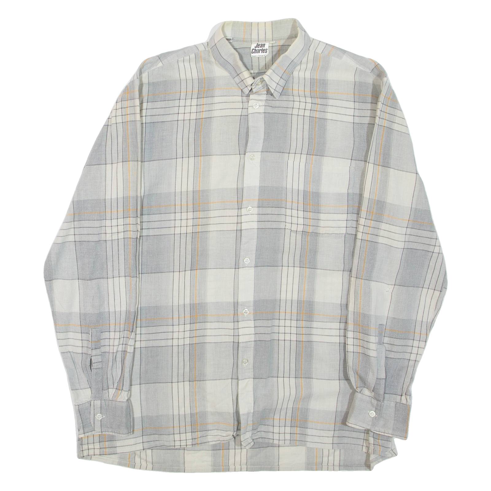 JEAN CHARLES Mens Shirt Grey Check Long Sleeve M