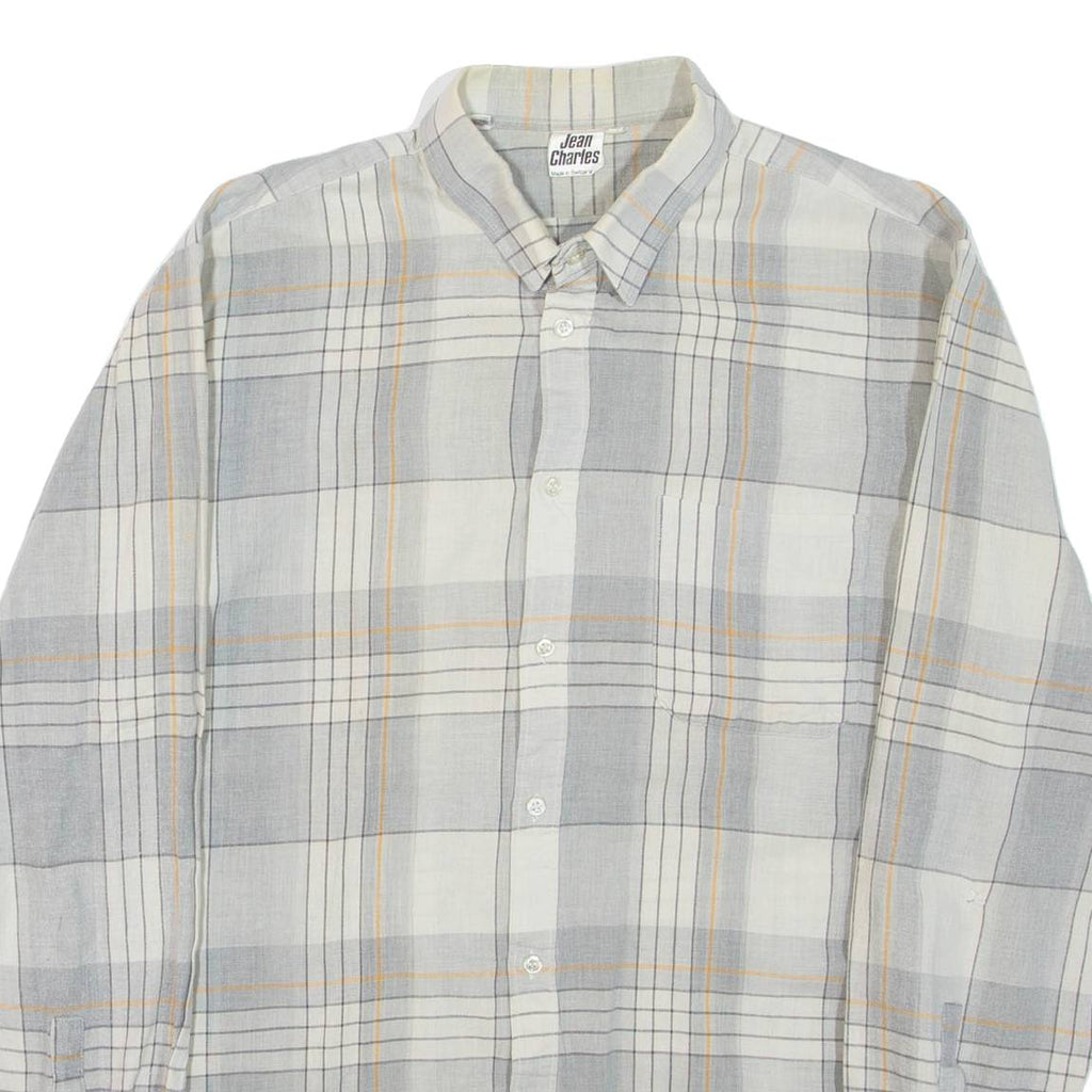 JEAN CHARLES Mens Shirt Grey Check Long Sleeve M