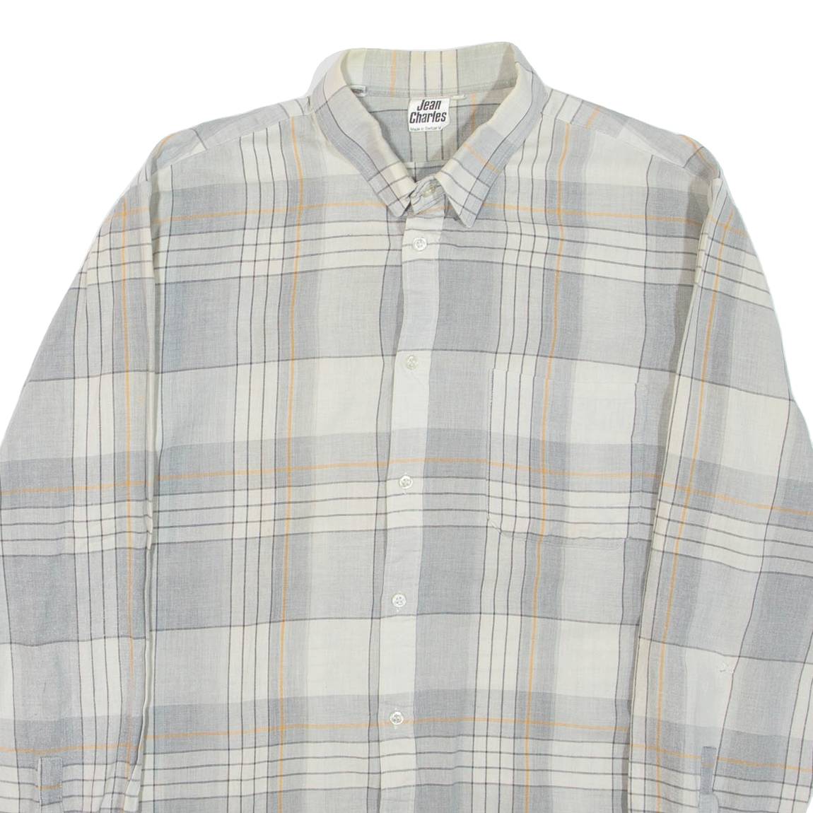 JEAN CHARLES Mens Shirt Grey Check Long Sleeve M