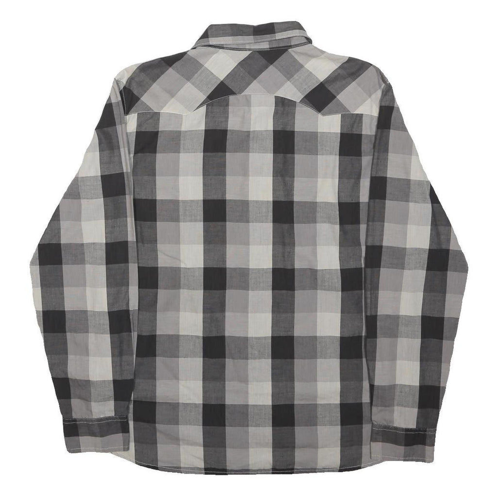 LEVI'S Mens Black & Grey Check Shirt M Cotton Western Style Long Sleeve
