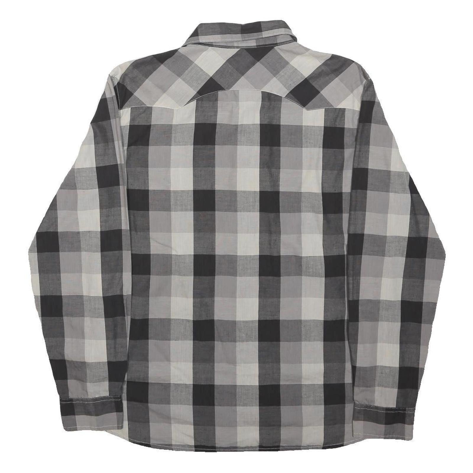LEVI'S Mens Black & Grey Check Shirt M Cotton Western Style Long Sleeve