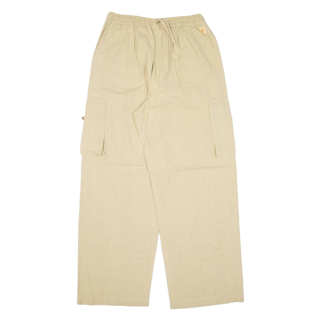 CHOTA INDIA Cargo Womens Trousers Beige Regular Wide-Leg W28 L30