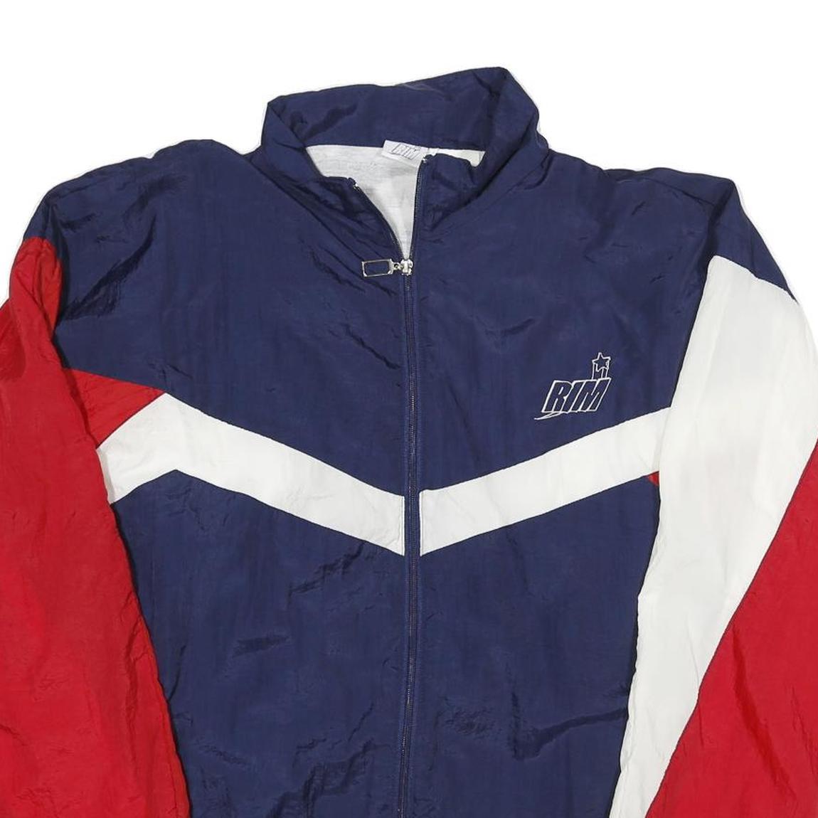 CONVERSE Mens Blue & Red Zip Jacket XL Polyester Blend Colourblock Retro