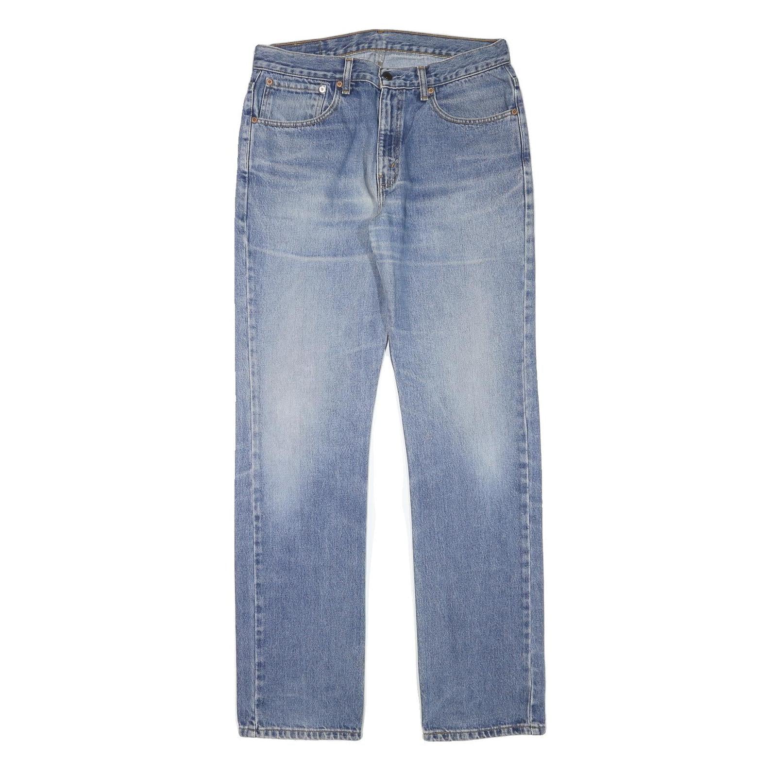 LEVI'S Mens Regular Fit Blue Denim Straight Jeans Zip W32 L32 Classic Style