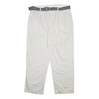 NAUTICA Mens Cotton Relaxed White W36 L30 Trousers Zip Closure Casual Belted