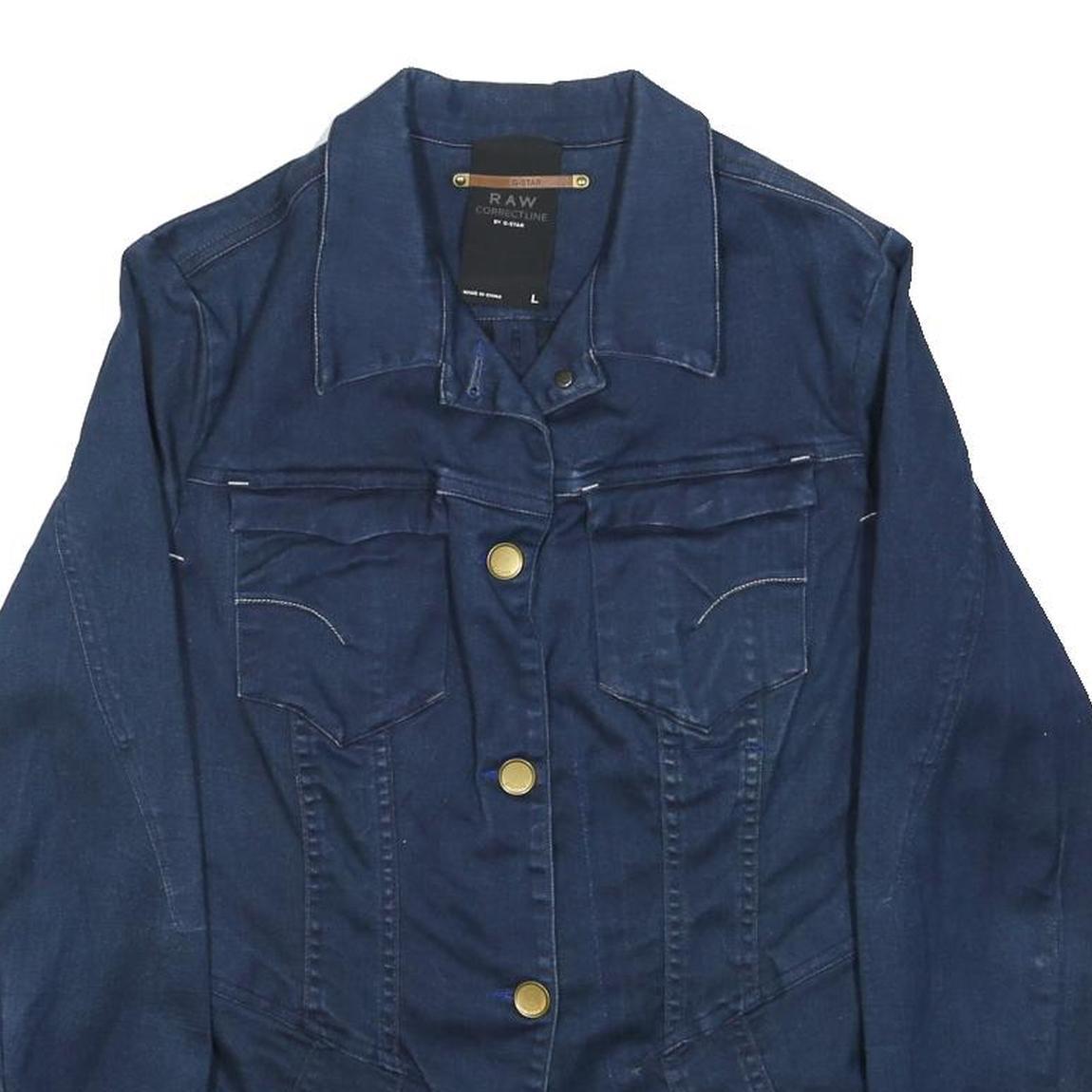 G-STAR Womens Blue Denim Jacket L Button Cotton Classic Fitted Stylish