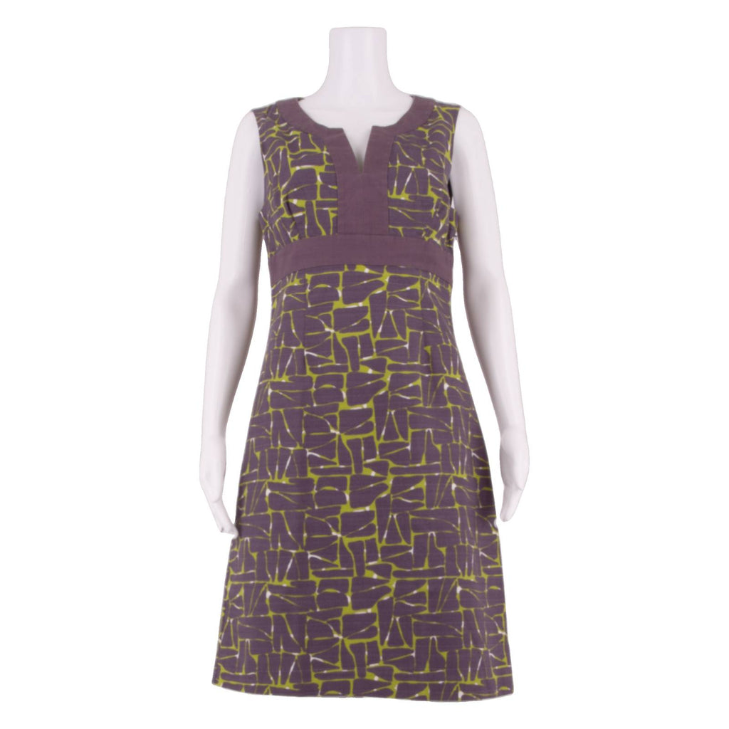 BODEN Womens A-Line Dress Purple Crazy Pattern Sleeveless Knee Length UK 10