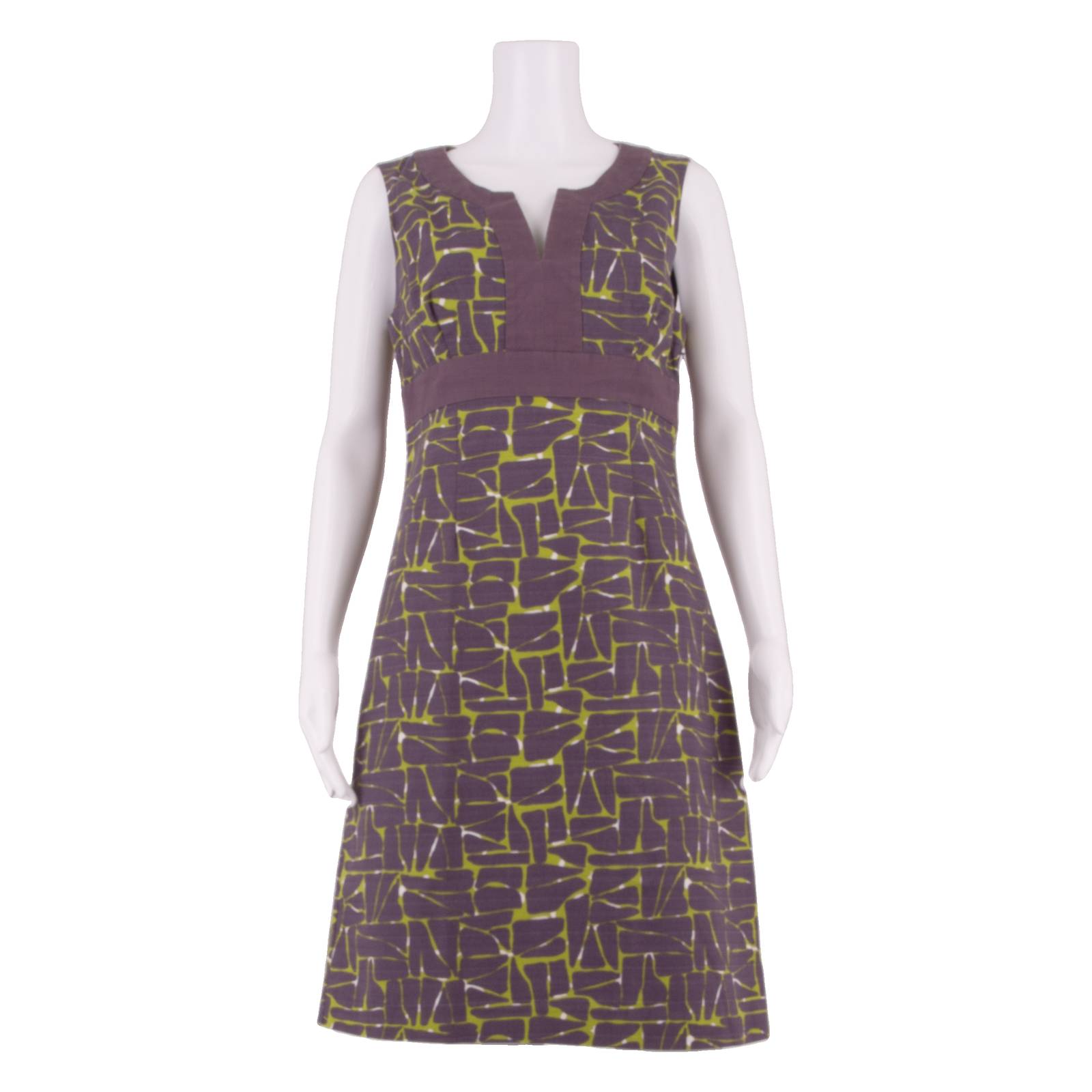 BODEN Womens A-Line Dress Purple Crazy Pattern Sleeveless Knee Length UK 10