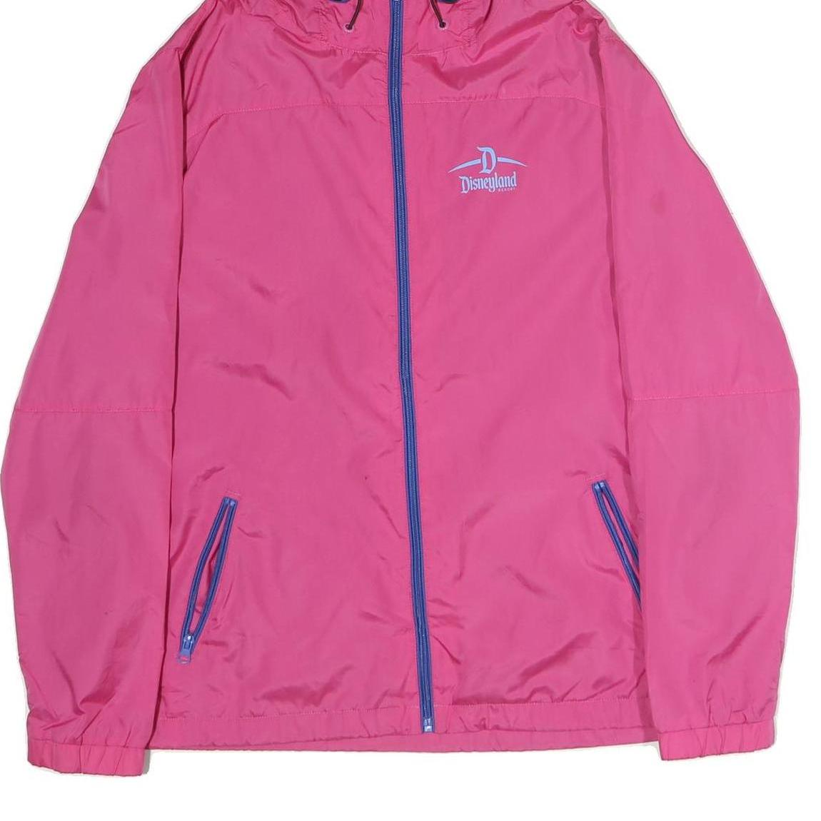 DISNEY Womens Pink & Blue Outdoor Zip Hooded Jacket XL Cotton Woven Plain