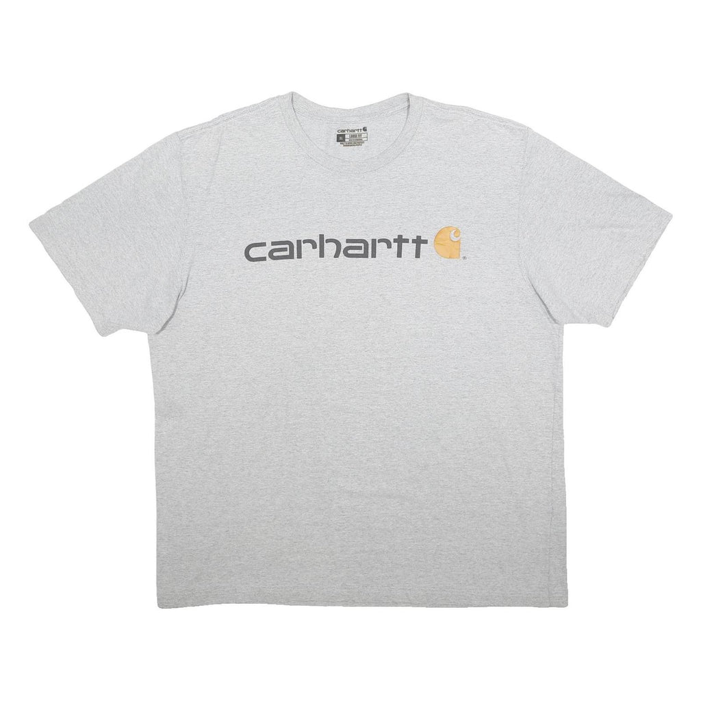 CARHARTT Mens Grey Logo Print T-Shirt XL Short Sleeve Crew Neck Cotton Blend