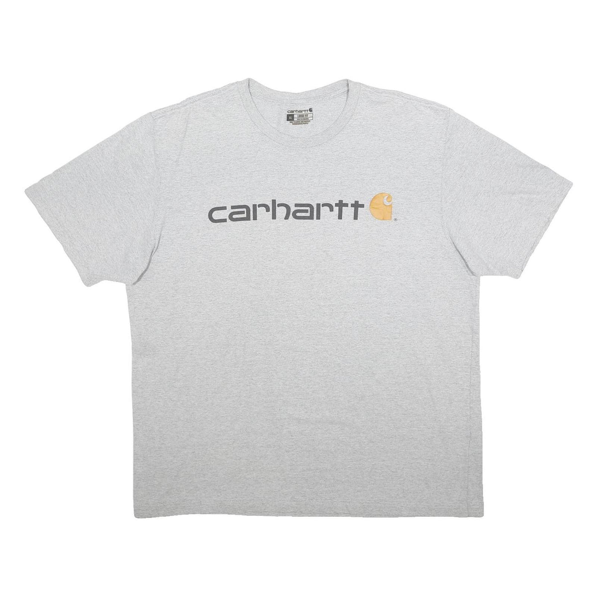 CARHARTT Mens Grey Logo Print T-Shirt XL Short Sleeve Crew Neck Cotton Blend