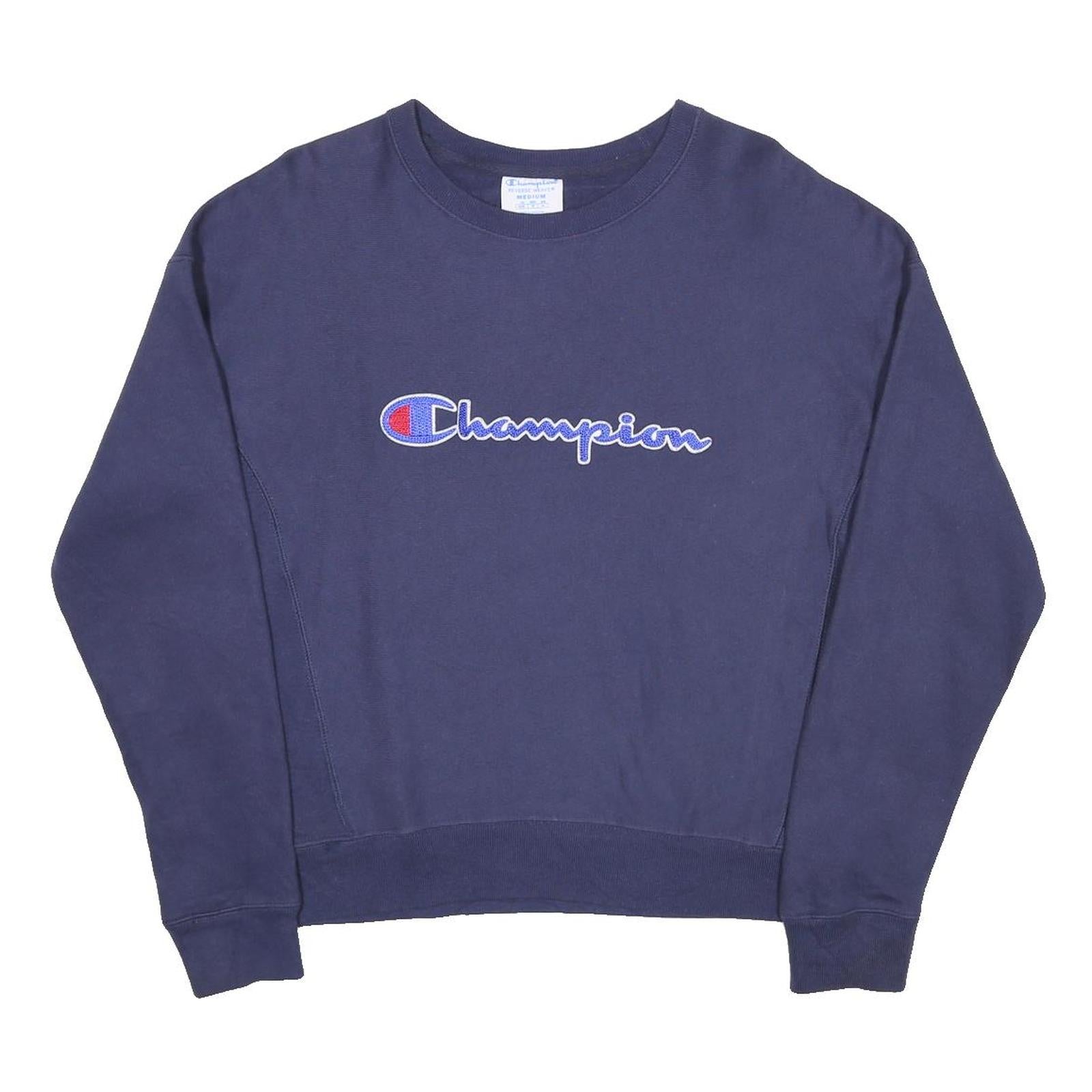 CHAMPION REVERSE WEAVE Womens Blue Crew Neck M Sweatshirt Logo Embroidered