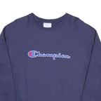 CHAMPION REVERSE WEAVE Womens Blue Crew Neck M Sweatshirt Logo Embroidered
