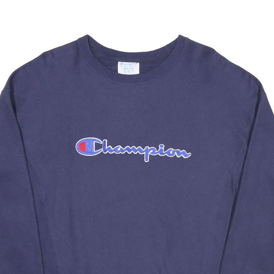 CHAMPION REVERSE WEAVE Womens Blue Crew Neck M Sweatshirt Logo Embroidered