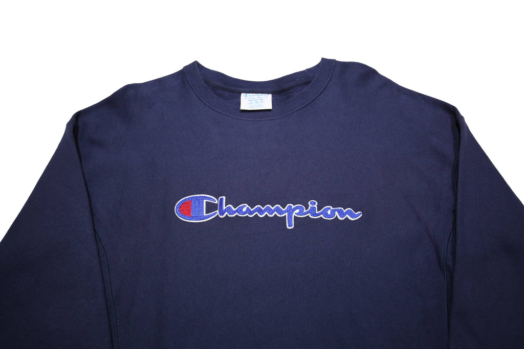 CHAMPION REVERSE WEAVE Womens Blue Crew Neck M Sweatshirt Logo Embroidered