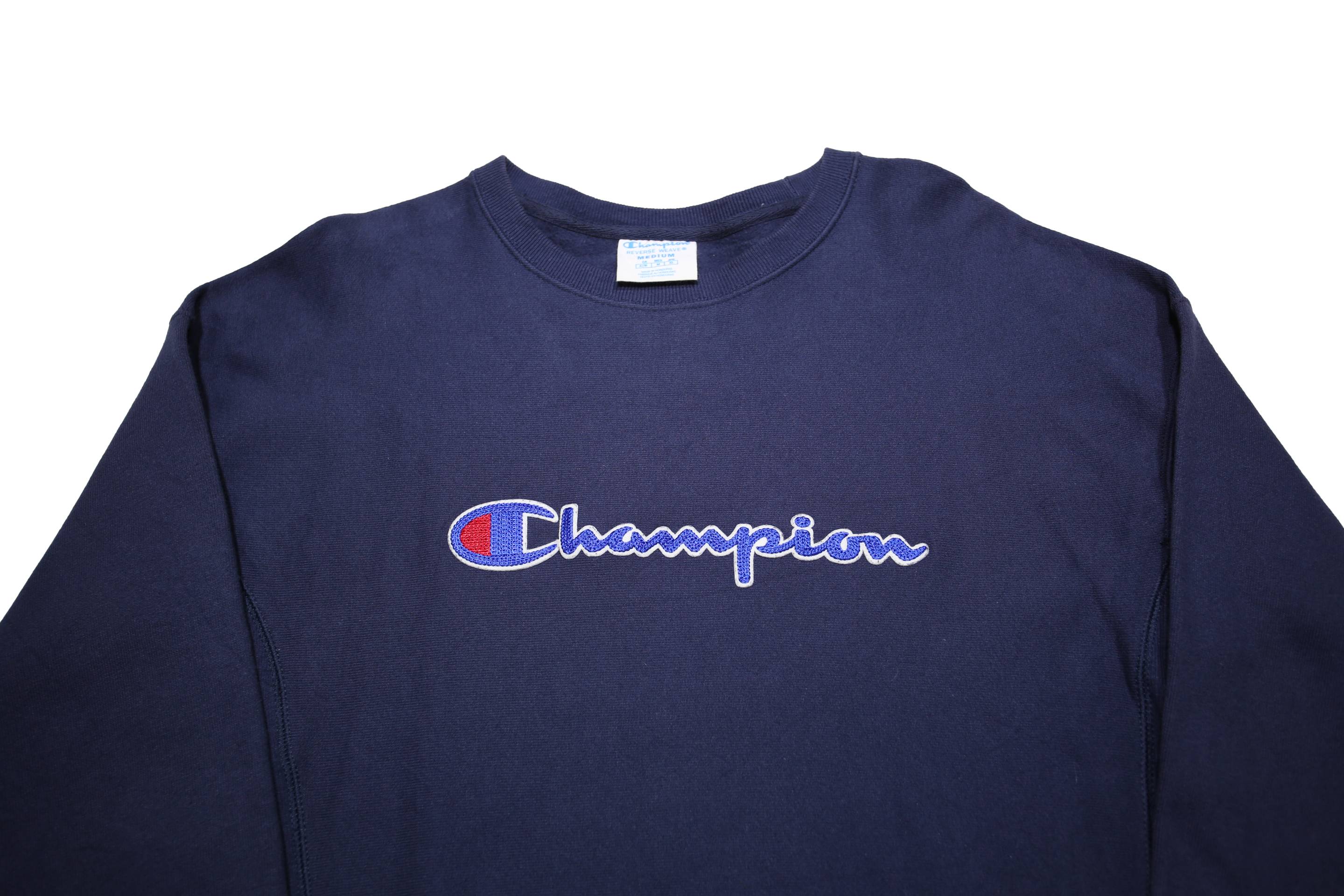 CHAMPION REVERSE WEAVE Womens Blue Crew Neck M Sweatshirt Logo Embroidered