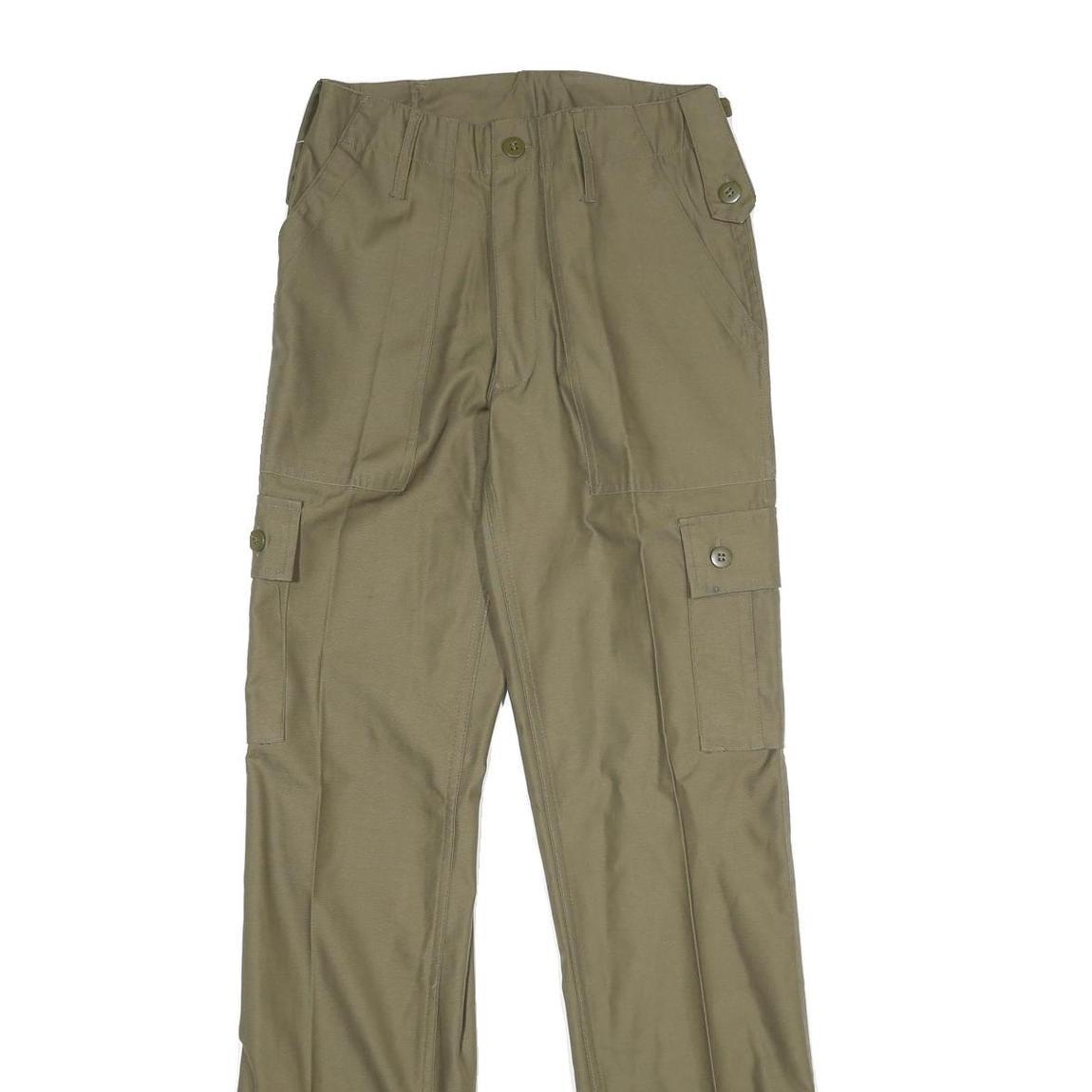 Mens Polyester Blend Beige Regular Fit Cargo Trousers W26 L33 Utility Style Zip