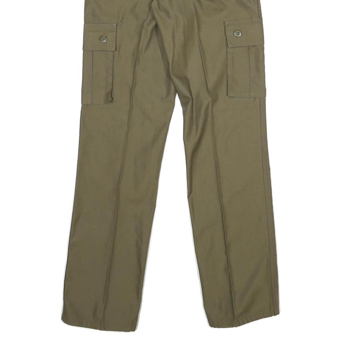 Mens Polyester Blend Beige Regular Fit Cargo Trousers W26 L33 Utility Style Zip