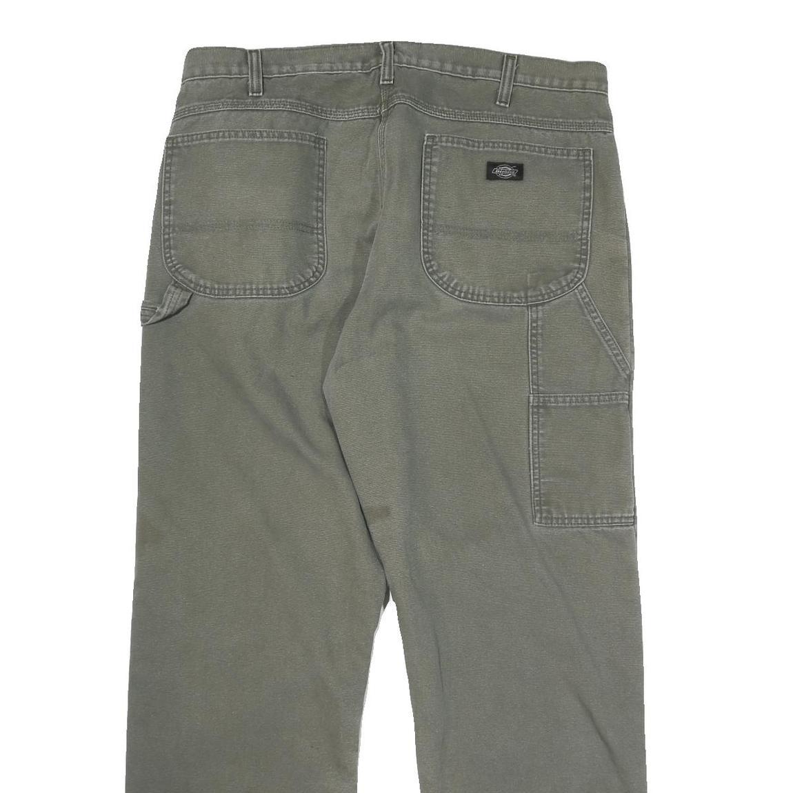 DICKIES Mens Cotton Blend Green Regular Straight Trousers W38 L31 Workwear Zip