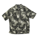 AXCESS Mens Black & Grey Floral Cotton Blend Casual Shirt M Summer Style