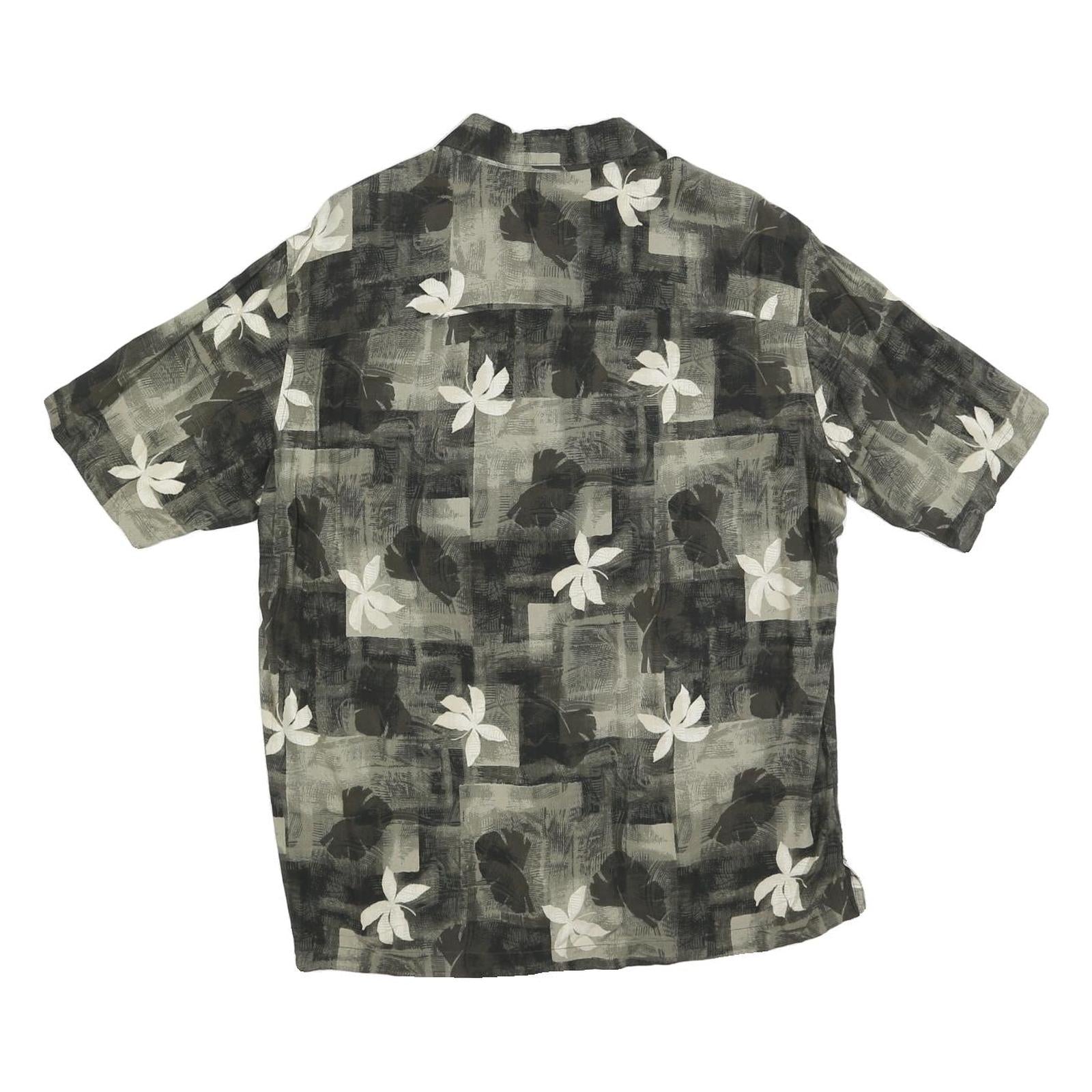 AXCESS Mens Black & Grey Floral Cotton Blend Casual Shirt M Summer Style