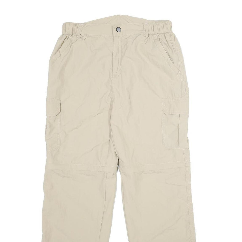 Mens Beige Nylon Regular Fit Cargo Trousers W28 L30 Casual Outdoor Zip Closure