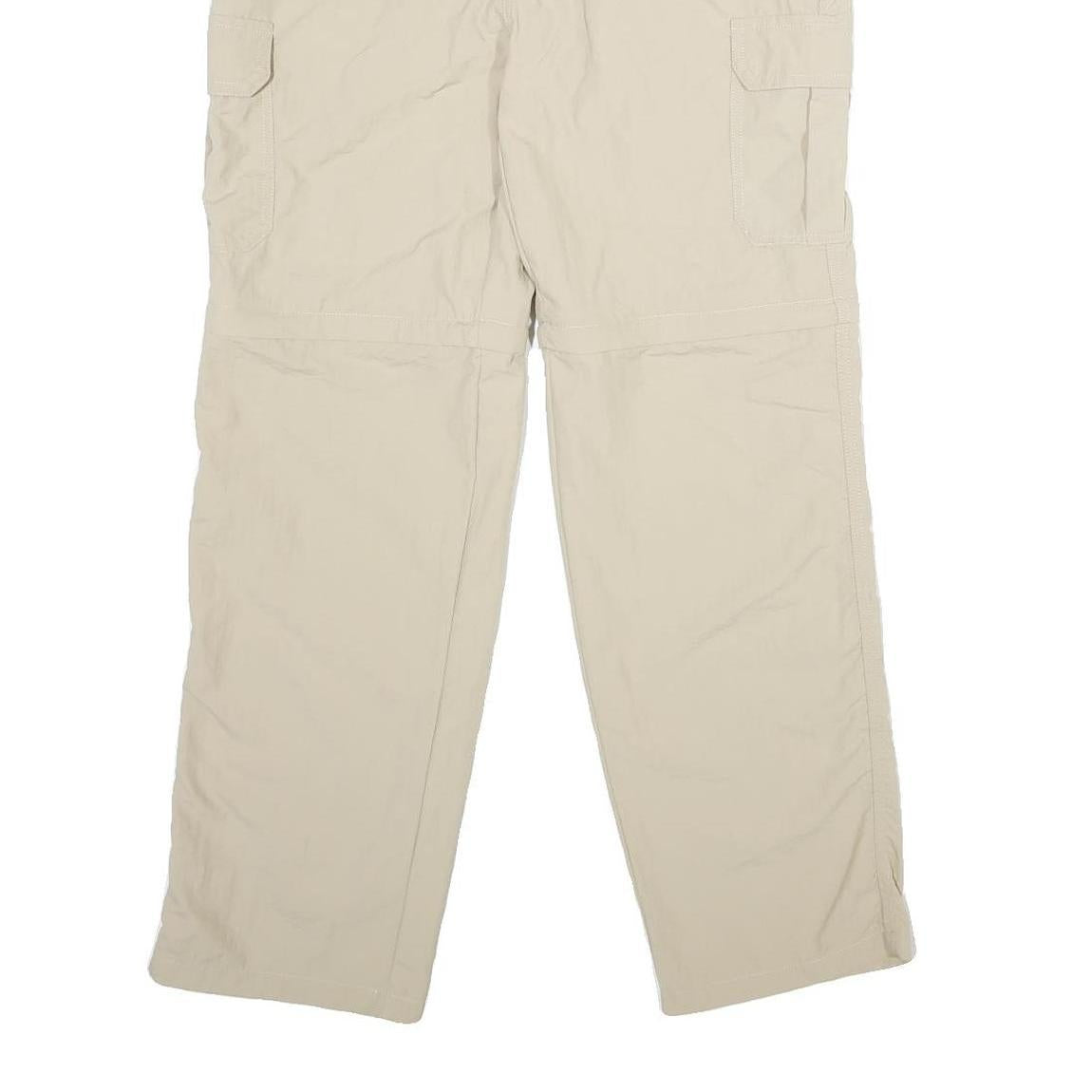 Mens Beige Nylon Regular Fit Cargo Trousers W28 L30 Casual Outdoor Zip Closure