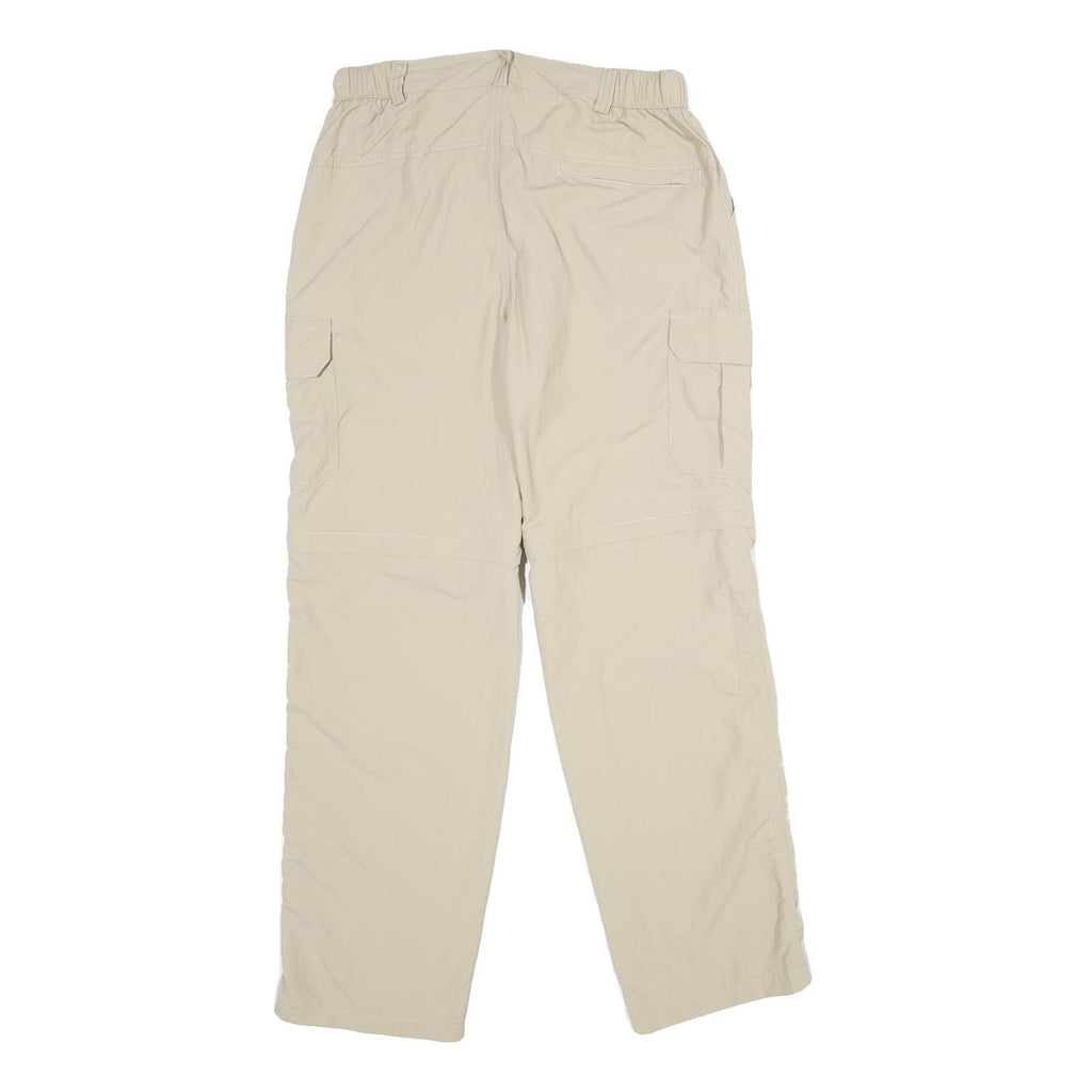 Mens Beige Nylon Regular Fit Cargo Trousers W28 L30 Casual Outdoor Zip Closure