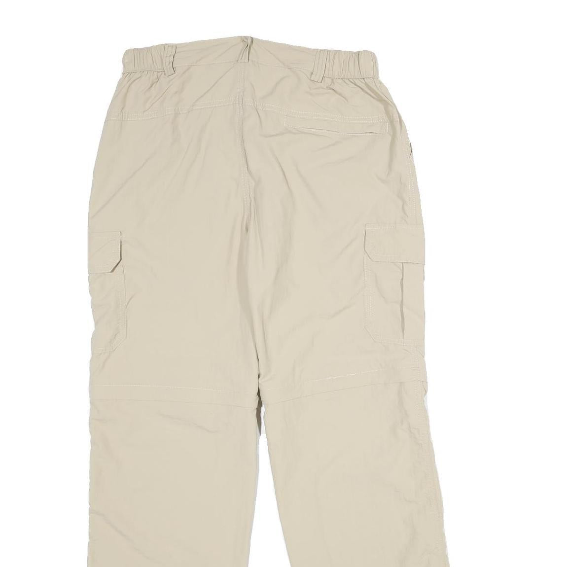 Mens Beige Nylon Regular Fit Cargo Trousers W28 L30 Casual Outdoor Zip Closure