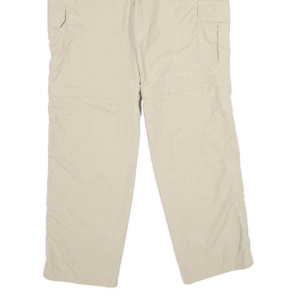 Mens Beige Nylon Regular Fit Cargo Trousers W28 L30 Casual Outdoor Zip Closure