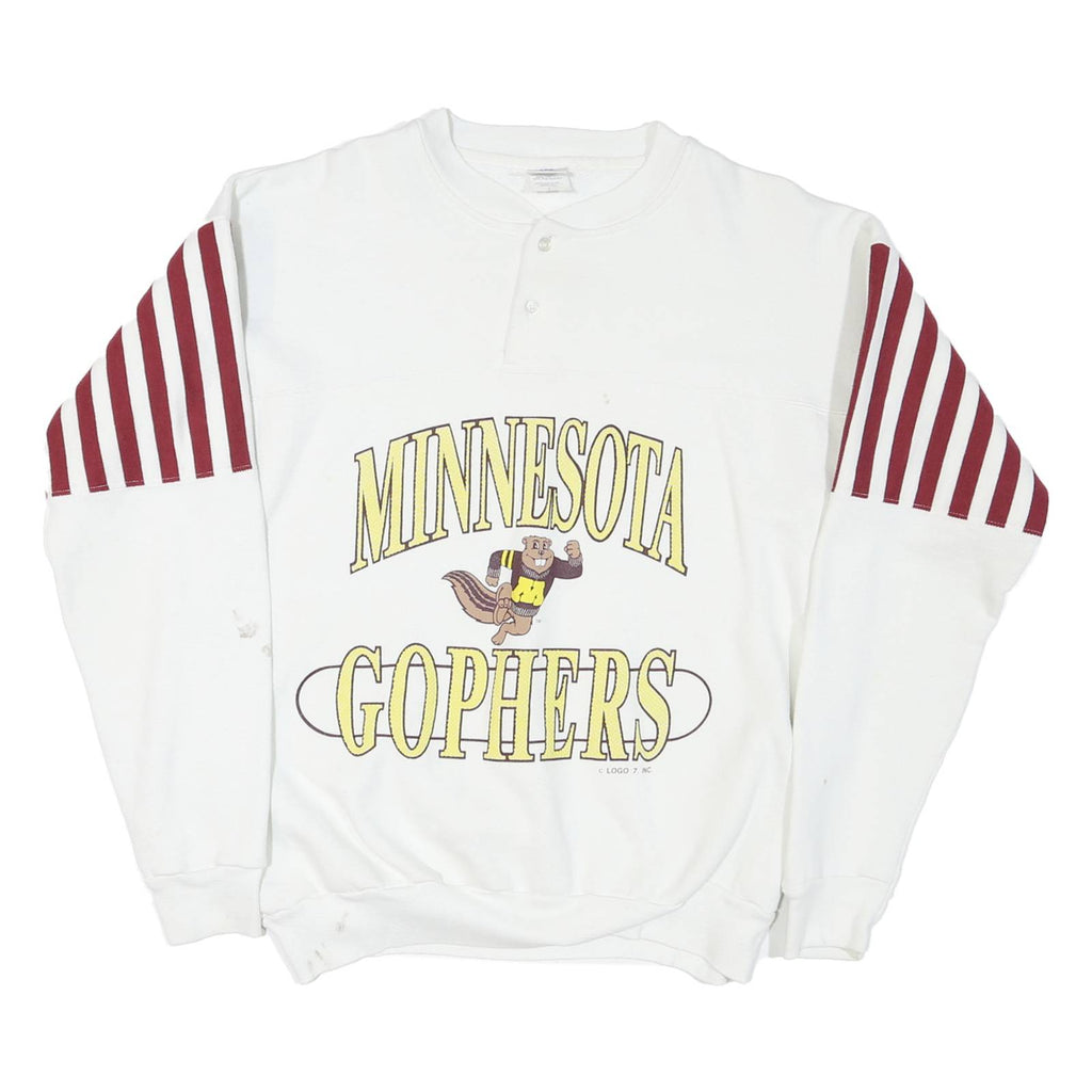 LOGO 7 Mens White & Maroon Minnesota Gophers Crew Neck L Cotton Blend Pullover