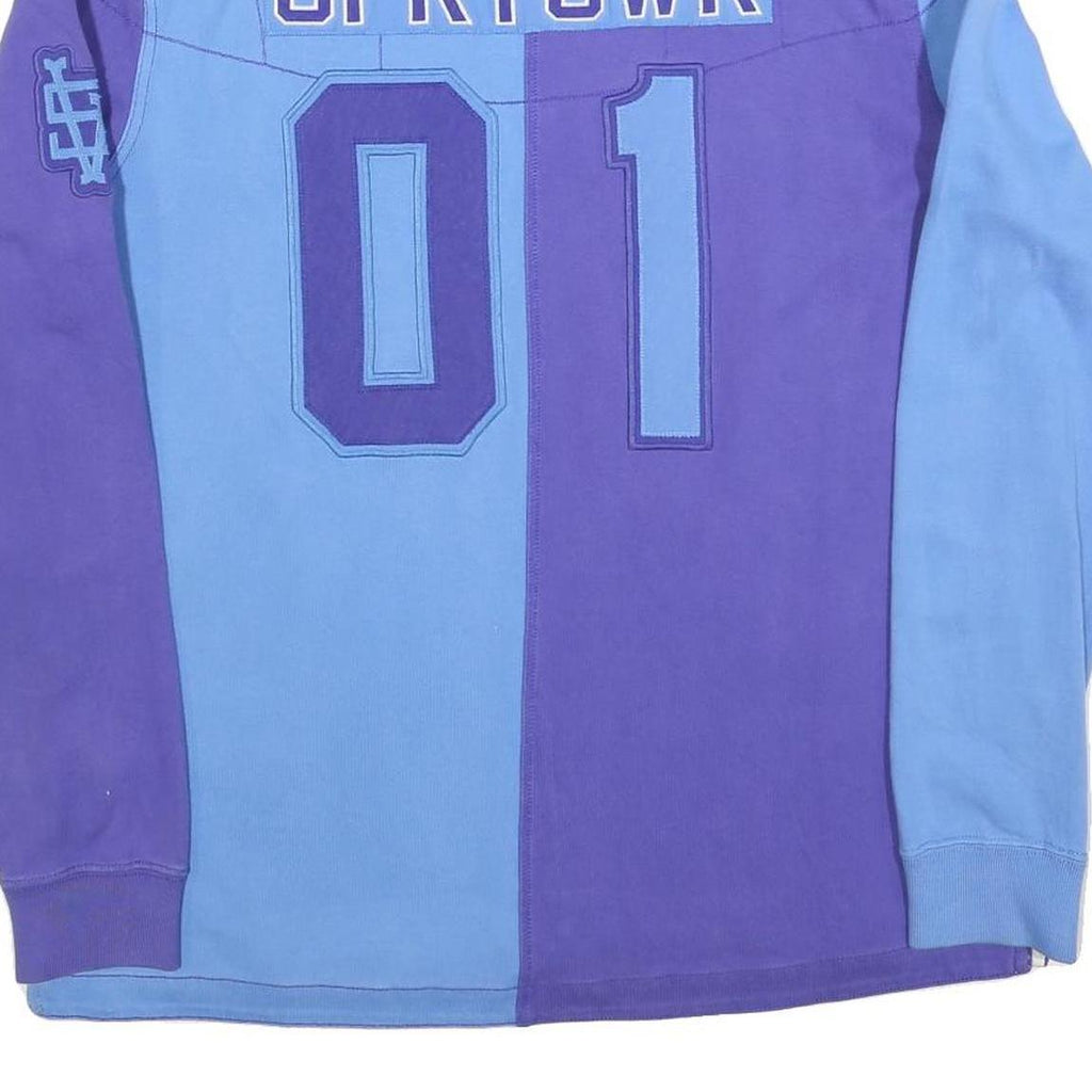 NIKE Mens Purple & Blue Long Sleeve Number 01 Rugby Polo Shirt XL Sportwear