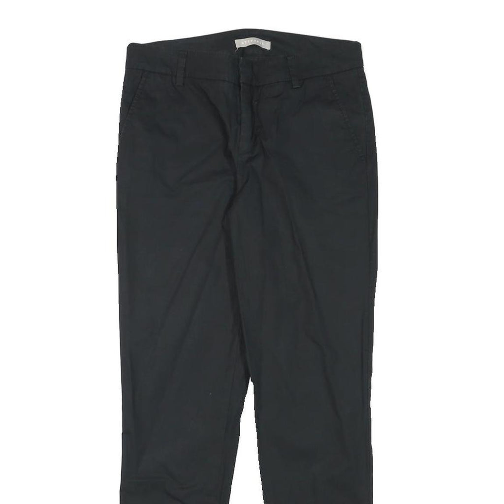 STEFANEL Womens Cotton Blend Black Slim Straight Trousers W28 L27 Classic Zip