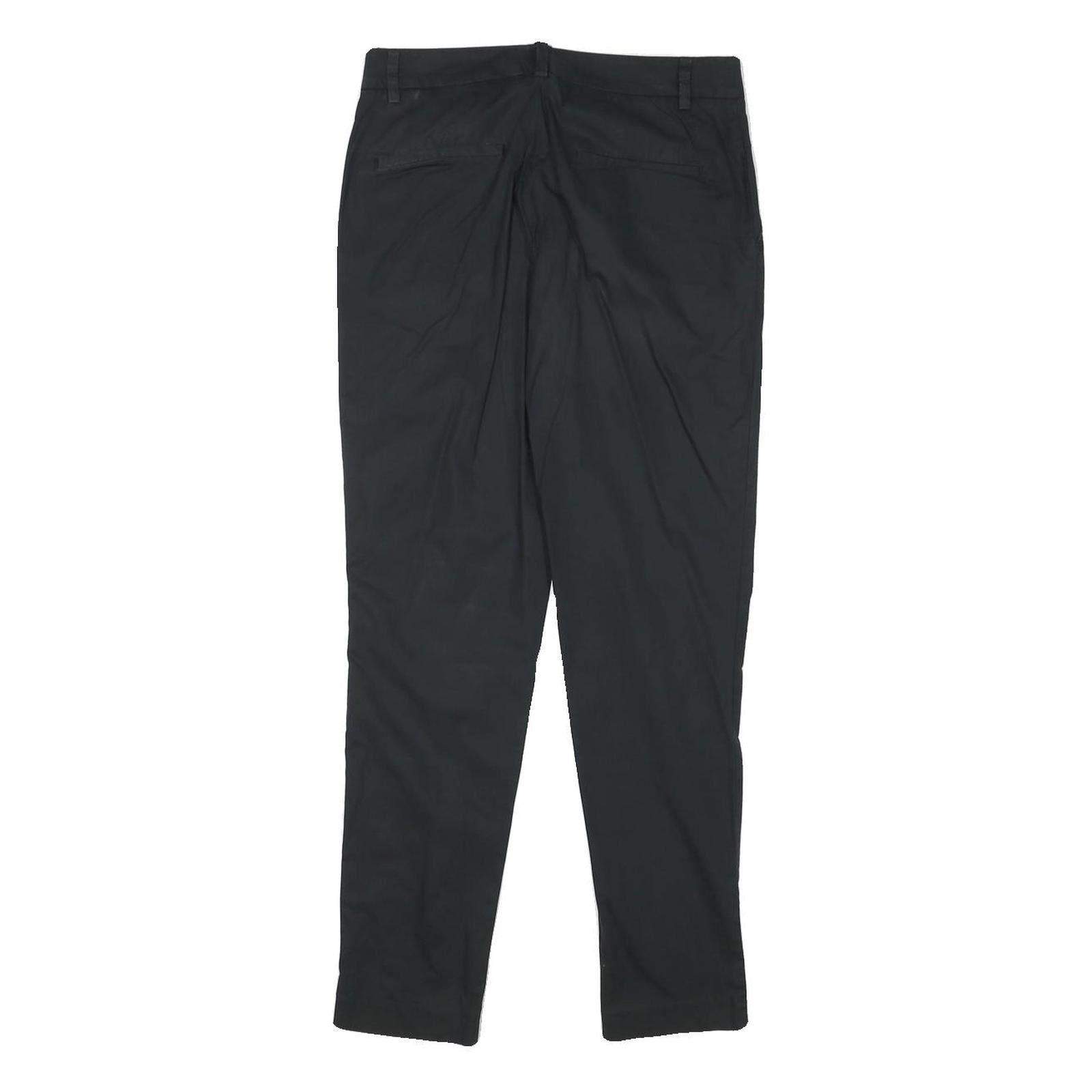 STEFANEL Womens Cotton Blend Black Slim Straight Trousers W28 L27 Classic Zip