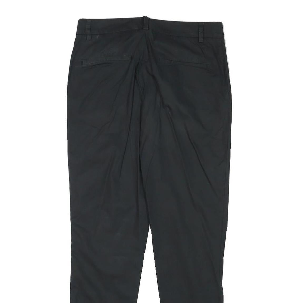 STEFANEL Womens Cotton Blend Black Slim Straight Trousers W28 L27 Classic Zip