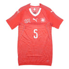 PUMA 2018-19 Suisse Womens Red T-Shirt M Short Sleeve V-Neck Rothenbühler Signed